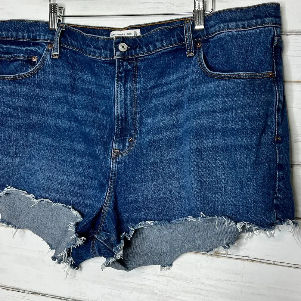 Abercrombie & Fitch High Rise Mom Shorts Dark Wash Curve Love Plus Size 20